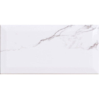 Metro Carrara White Bevelled Brick wall tile 10x20cm marble