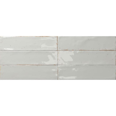 Further photograph of Agadir Niebla White Gloss wall tile | 7x28cm Dune porcelain tile