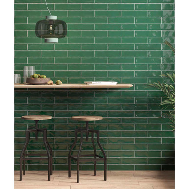 Further photograph of Rural Victorian Green tile | 7.5x30cm Ceramic wall tile