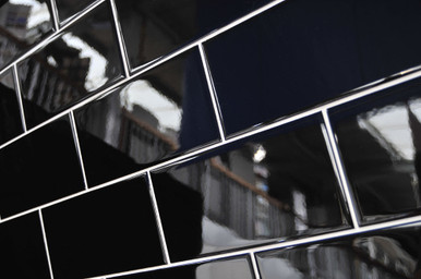 Black Gloss Flat Brick Tile | 10x20cm ceramic wall tile