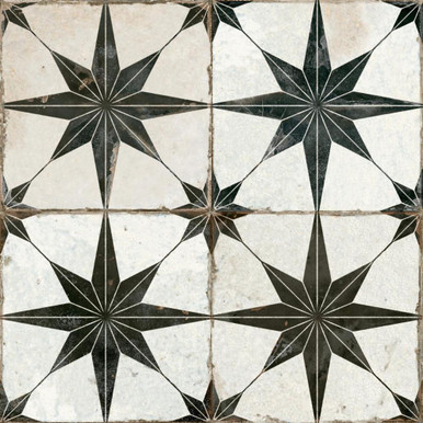 Star N Black Patterned floor tile | 45x45cm ceramic