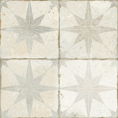 Further photograph of Star White Patterned floor tile | 45x45cm Ceramic | Peronda