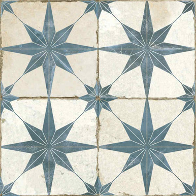 Star Blue Pattern Tile, Off White, 450x450 mm product image