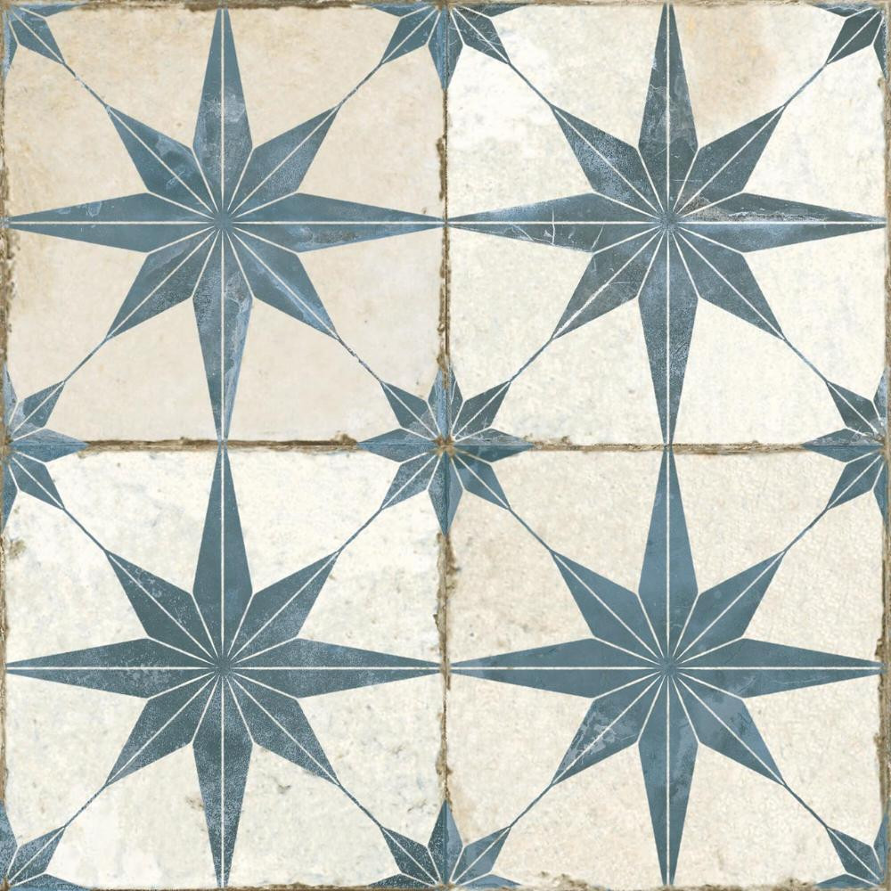 Photograph of Star Blue Patterned floor tile | 45x45cm ceramic | Peronda