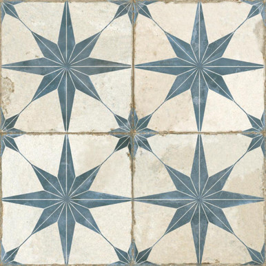 Further photograph of Star Blue Patterned floor tile | 45x45cm ceramic | Peronda