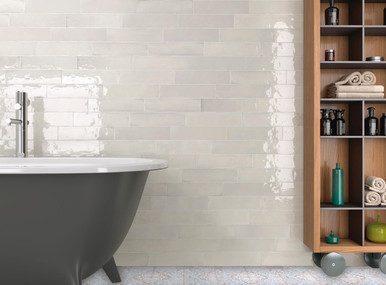 Ondine White Brick Tile |  7.5x30cm Ceramic product image