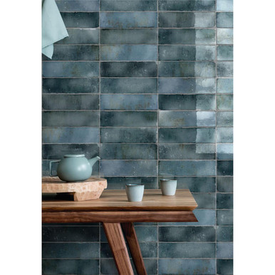 Hackney Blue Brick Tiles |  7.5x30cm Ceramic Wall Tiles