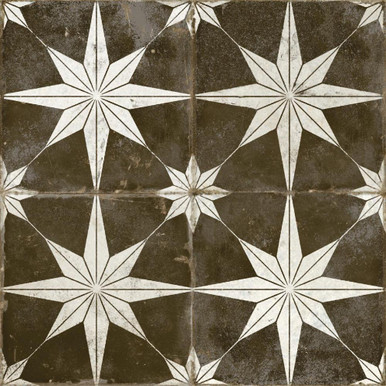 Further photograph of Star Dark Night Patterned floor tile | 45x45cm ceramic