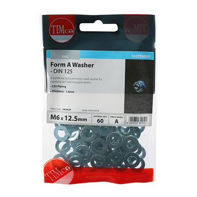 Further photograph of Form A Washers M6 - Zinc