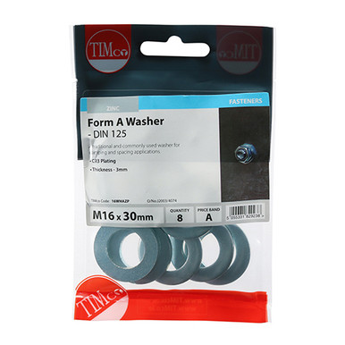 Further photograph of Form A Washers M16 - Zinc