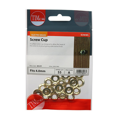 Further photograph of Screw Cups 12mm - Electro Brass