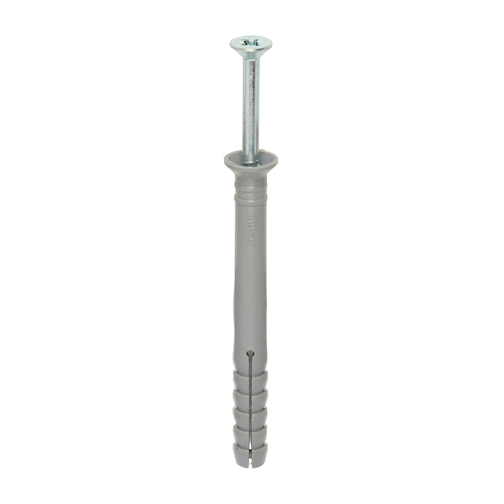 Photograph of Nylon Hammer Fixing - 6 x 60 - PZ - Zinc