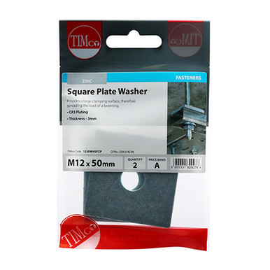 Further photograph of Square Plate Washers M12 - Zinc