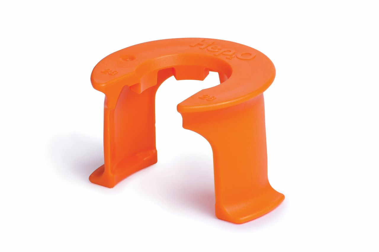 Photograph of Wavin Hep2O demounting HepKey Plus 28mm orange