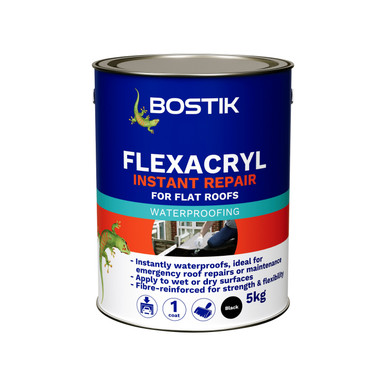 Bostik Flexacryl Instant Repair Waterproof Roof Coating, Black, 5 KG product image