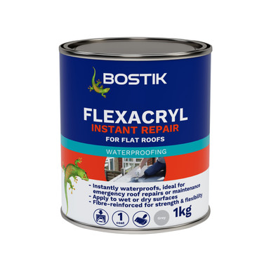 Bostik Flexacryl Instant Repair Waterproof Roof Coating, Grey, 1 KG product image