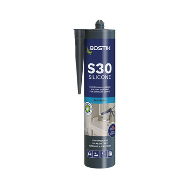 Product image for BOSTIK S30 ACETOXY SANITARY SILICONE SEALANT - WHITE