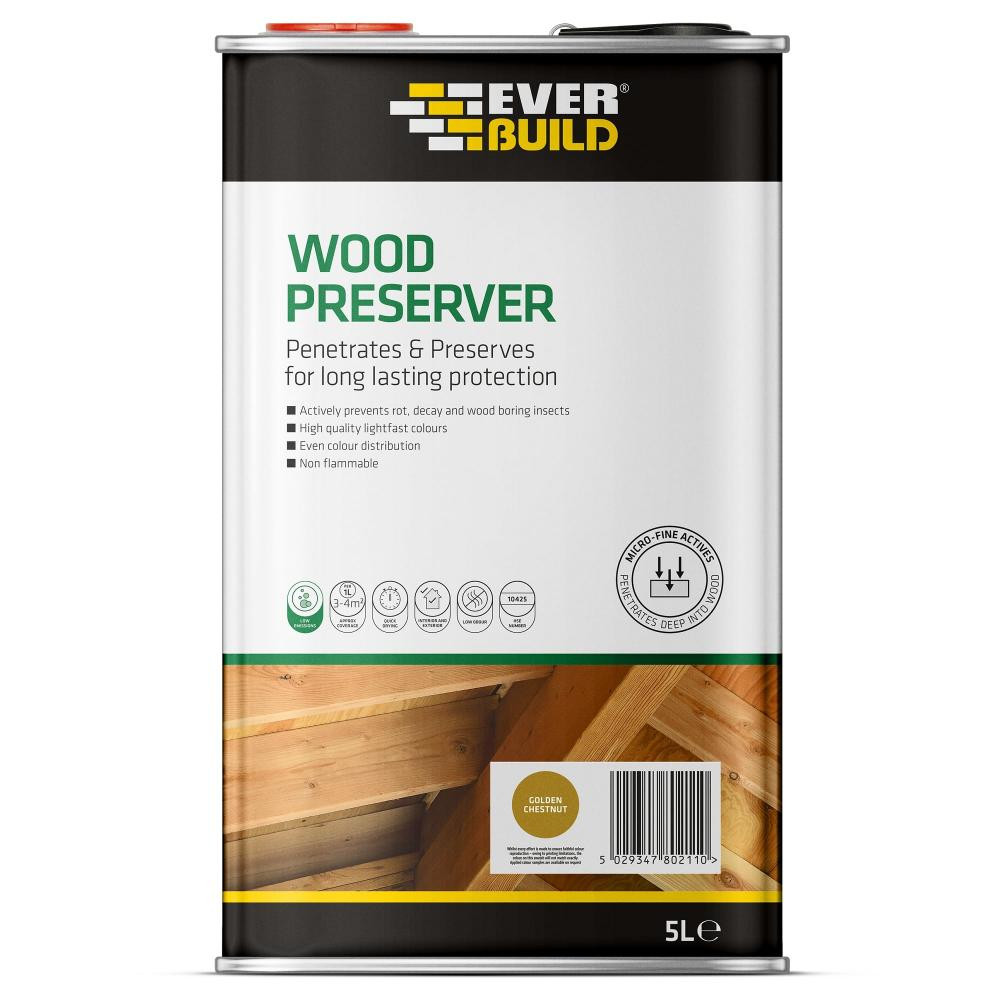 Photograph of Everbuild Wood Preserver, Golden Chestnut, 5 Litre