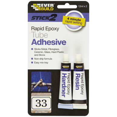 Everbuild Stick 2 Rapid Setting Epoxy Adhesive Tube , 1 x 12 ml Resin, 1 x 12 ml Hardener product image