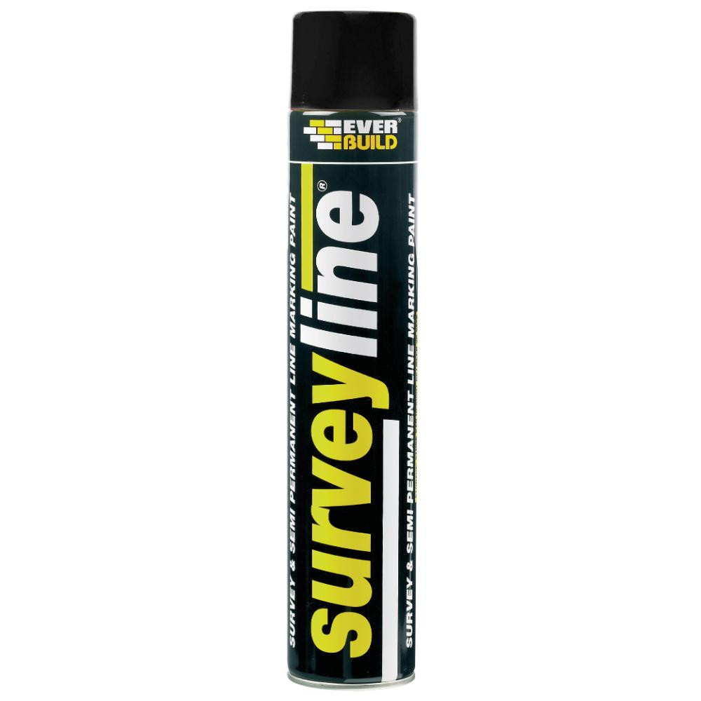 Photograph of Everbuild Surveyline Semi-Permanent Spray Paint, Black, 700 ml