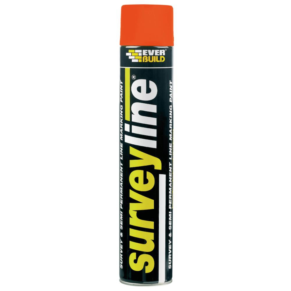 Photograph of Everbuild Surveyline Semi-Permanent Spray Paint, Orange, 700 ml