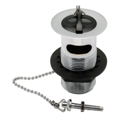 1 1/4" BRS Basin Waste, Slotted Poly Plug With Chain, Chrome Plated product image