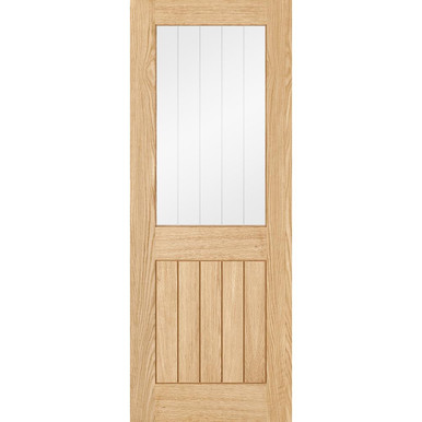 Belize Oak Prefinished Vertical 5 Panel and 1 Light Clear Glass Glazed Internal Door 2040mm x 826mm x 40mm product image