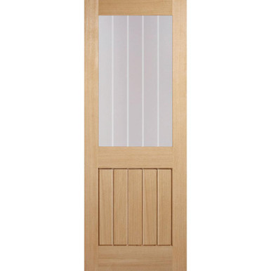 Mexicano Oak Prefinished Vertical 5 Panel and 1 Light Clear Glass Glazed Internal Door 1981mm x 762mm x 35mm