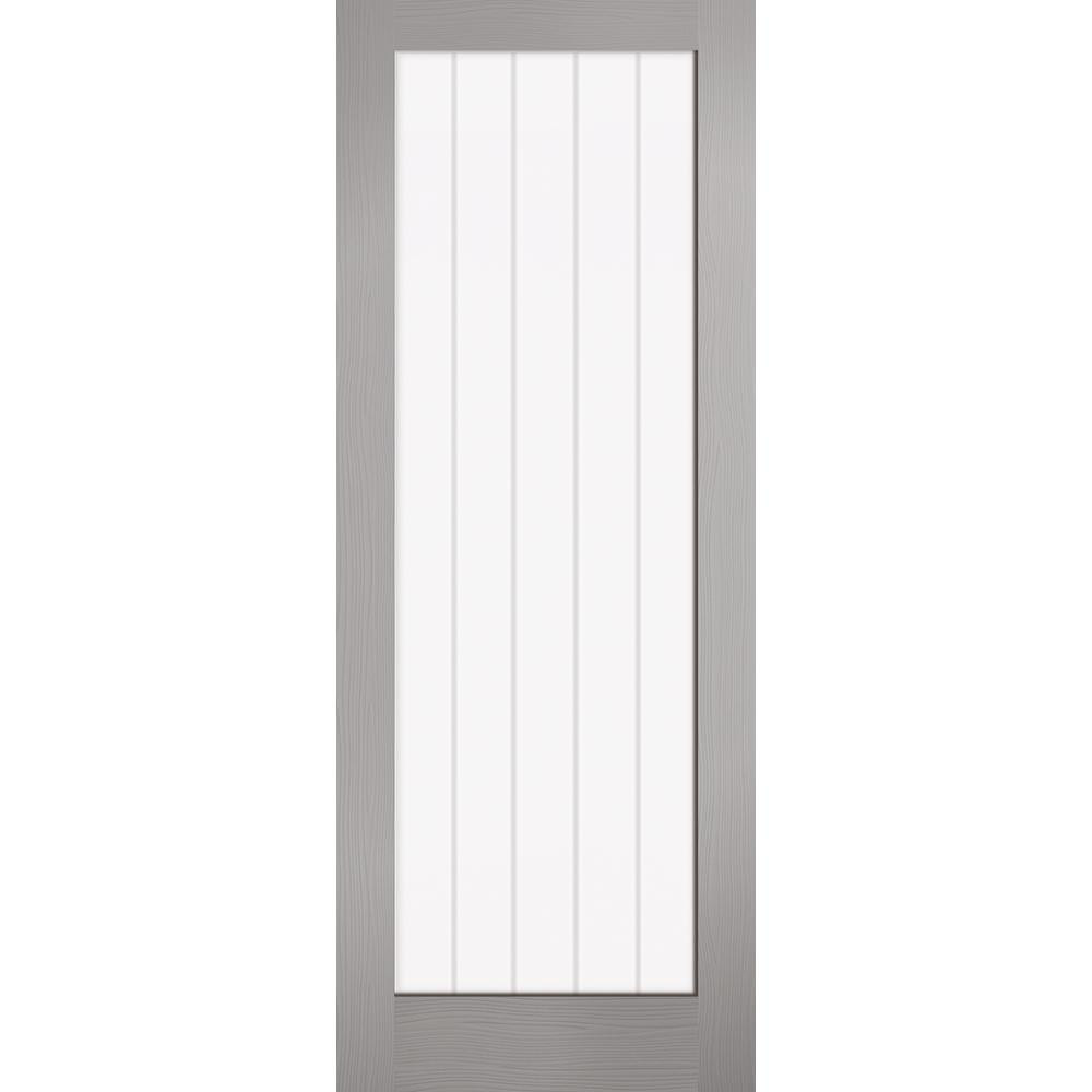 Photograph of Textured Grey Primed Vertical 1 Light Moulded Clear Glass Glazed Internal Door 1981mm x 762mm x 35mm