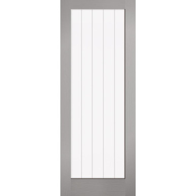 Textured Grey Primed Vertical 1 Light Moulded Clear Glass Glazed Internal Door 1981mm x 762mm x 35mm