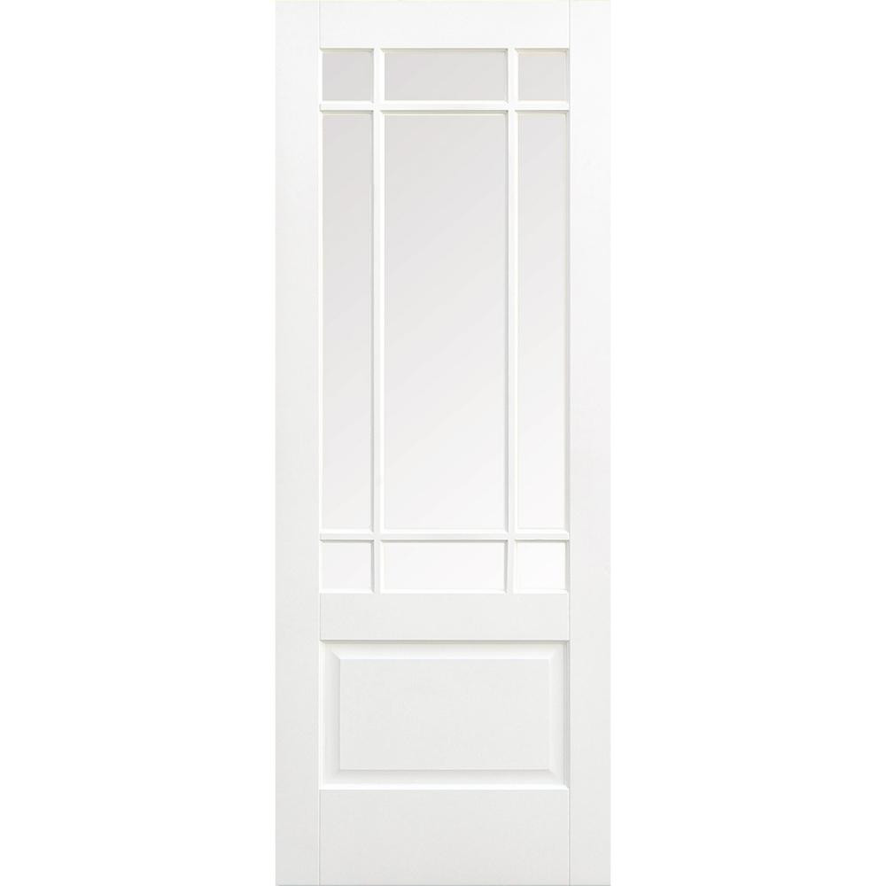 Photograph of Downham White Primed 9 Light Clear Glass Glazed Internal Door 2040mm x 726mm x 40mm
