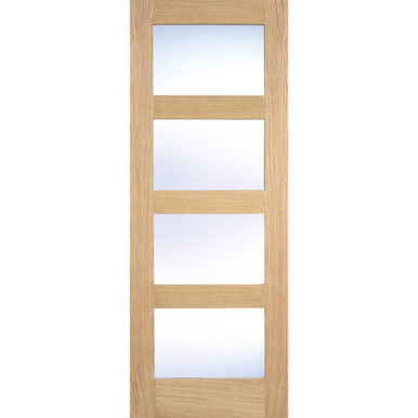 Shaker Oak Prefinished 4 Light Clear Glass Glazed Internal Door 2040mm x 826mm x 40mm product image