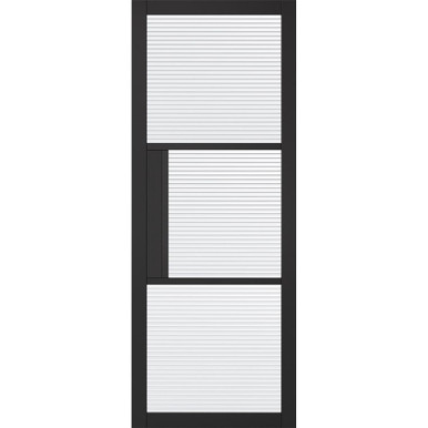 Tribeca Black Primed 3 Light Reeded Glass Glazed Internal Door 1981mm x 686mm x 35mm product image