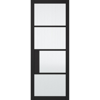 Chelsea Black Primed 4 Light Reeded Glass Glazed Internal Door 1981mm x 686mm x 35mm product image