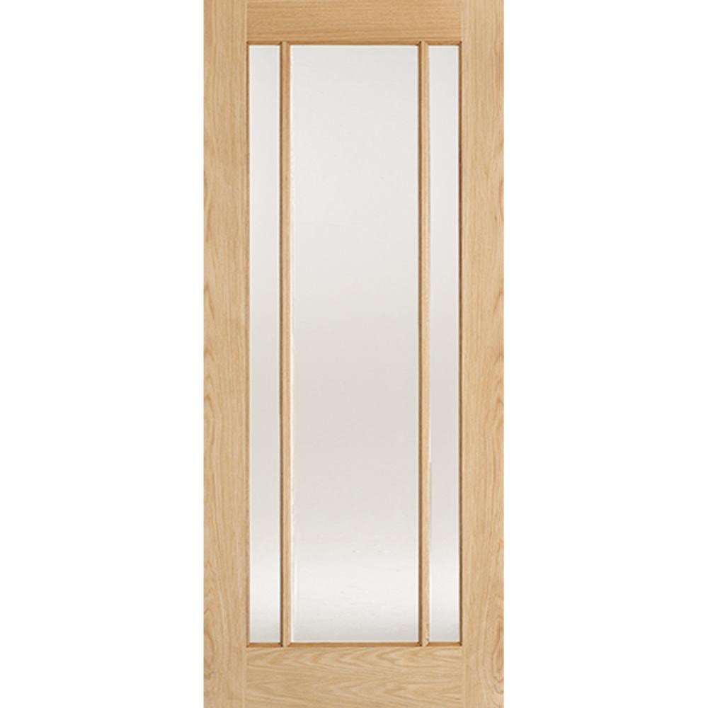 Photograph of Lincoln Oak Prefinished 3 Light Clear Glass Glazed Internal Door 1981mm x 762mm x 35mm