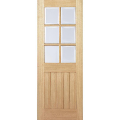 Mexicano Oak Prefinished Vertical 5 Panel and 6 Light Clear Glass Glazed Internal Door 2040mm x 826mm x 40mm product image