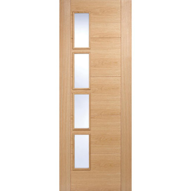 Vancouver Oak Prefinished 5 Panel and Offset 4 Light Clear Glass Glazed Internal Door 2040mm x 826mm x 40mm product image