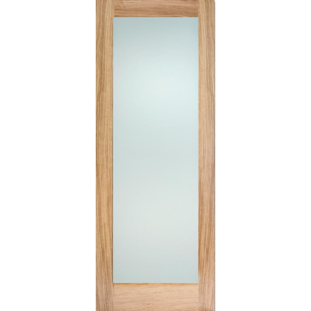 Photograph of Pattern 10 Oak Unfinished 1 Light Frosted Glass Glazed Internal Door 1981mm x 762mm x 35mm