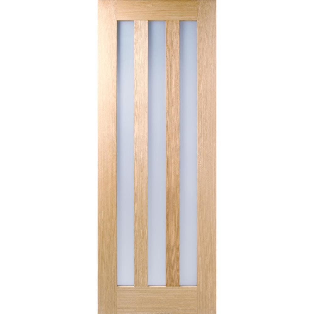 Photograph of Utah Oak Prefinished 3 Light Frosted Glass Glazed Internal Door 1981mm x 686mm x 35mm