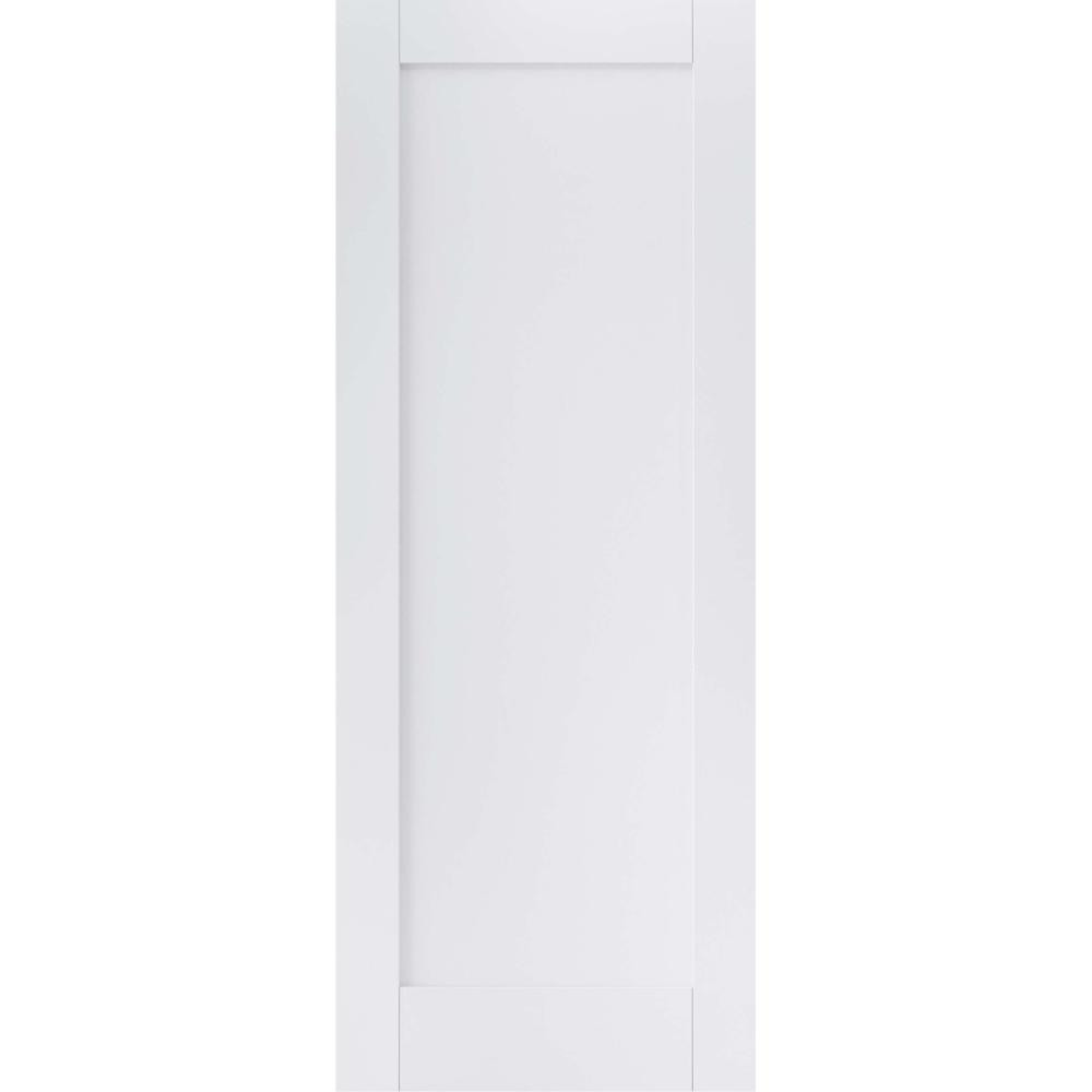 Photograph of Pattern 10 White Primed 1 Panel Internal FD30 Fire Door 1981mm x 838mm x 44mm