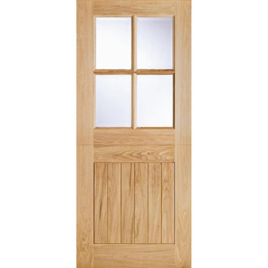 Further photograph of Cottage Stable Oak Unfinished Dowelled 4 Light Clear Glass Glazed External Door 1981mm x 762mm x 44mm