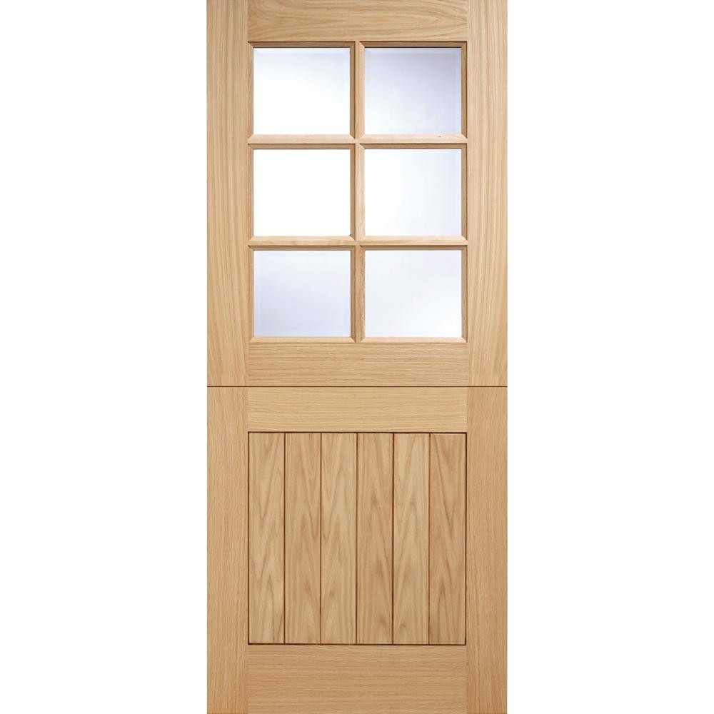 Photograph of Cottage Stable Oak Unfinished Dowelled 6 Light Clear Glass Glazed External Door 1981mm x 838mm x 44mm