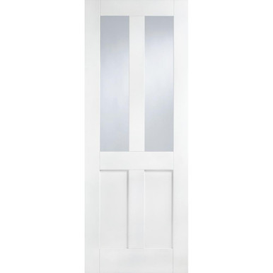 London White Primed 2 Panel and 2 Light Clear Glass Glazed Internal Door 2040mm x 826mm x 40mm