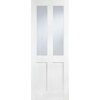 London White Primed 2 Panel and 2 Light Clear Glass Glazed Internal Door 2040mm x 726mm x 40mm product image