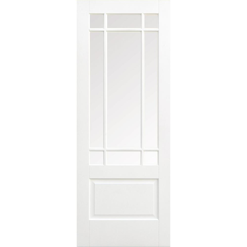 Photograph of Downham White Primed 9 Light Clear Glass Glazed Internal Door 1981mm x 838mm x 35mm