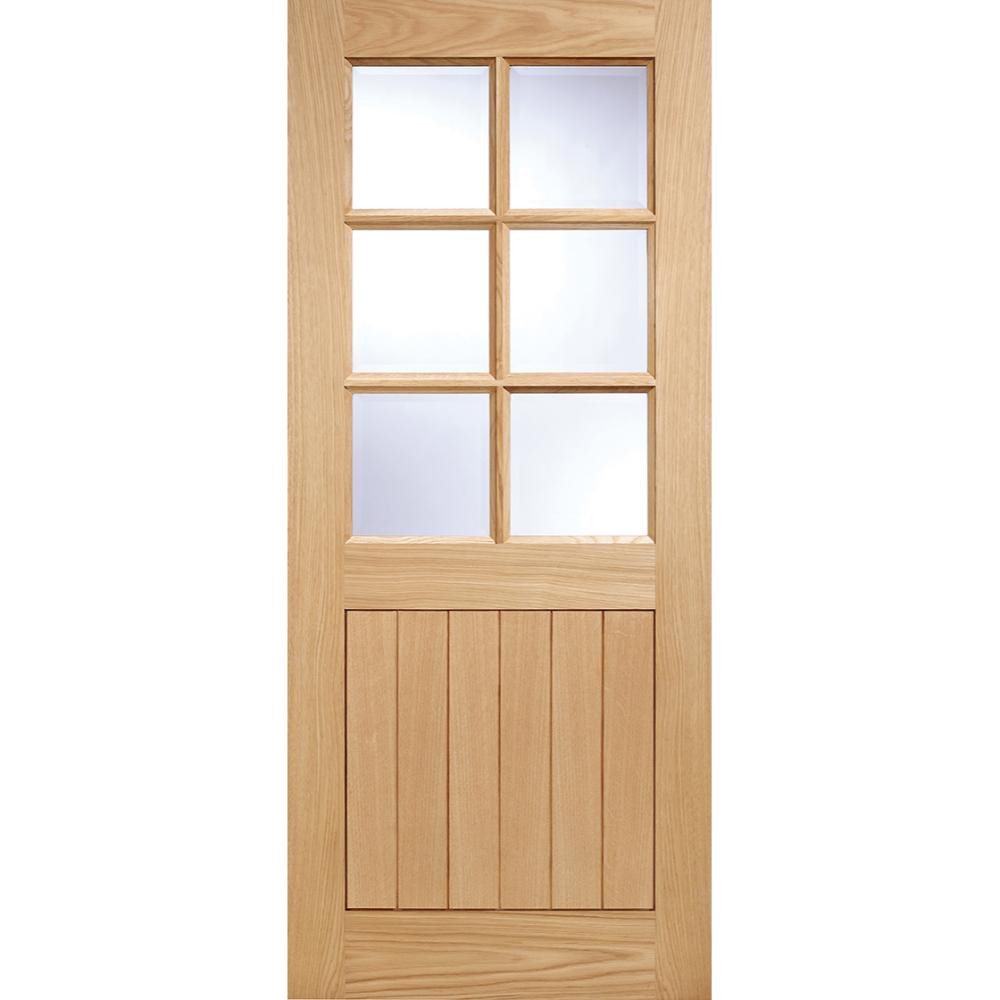 Photograph of Cottage Oak Unfinished 6 Light Clear Glass Glazed External Door 1981mm x 838mm x 44mm