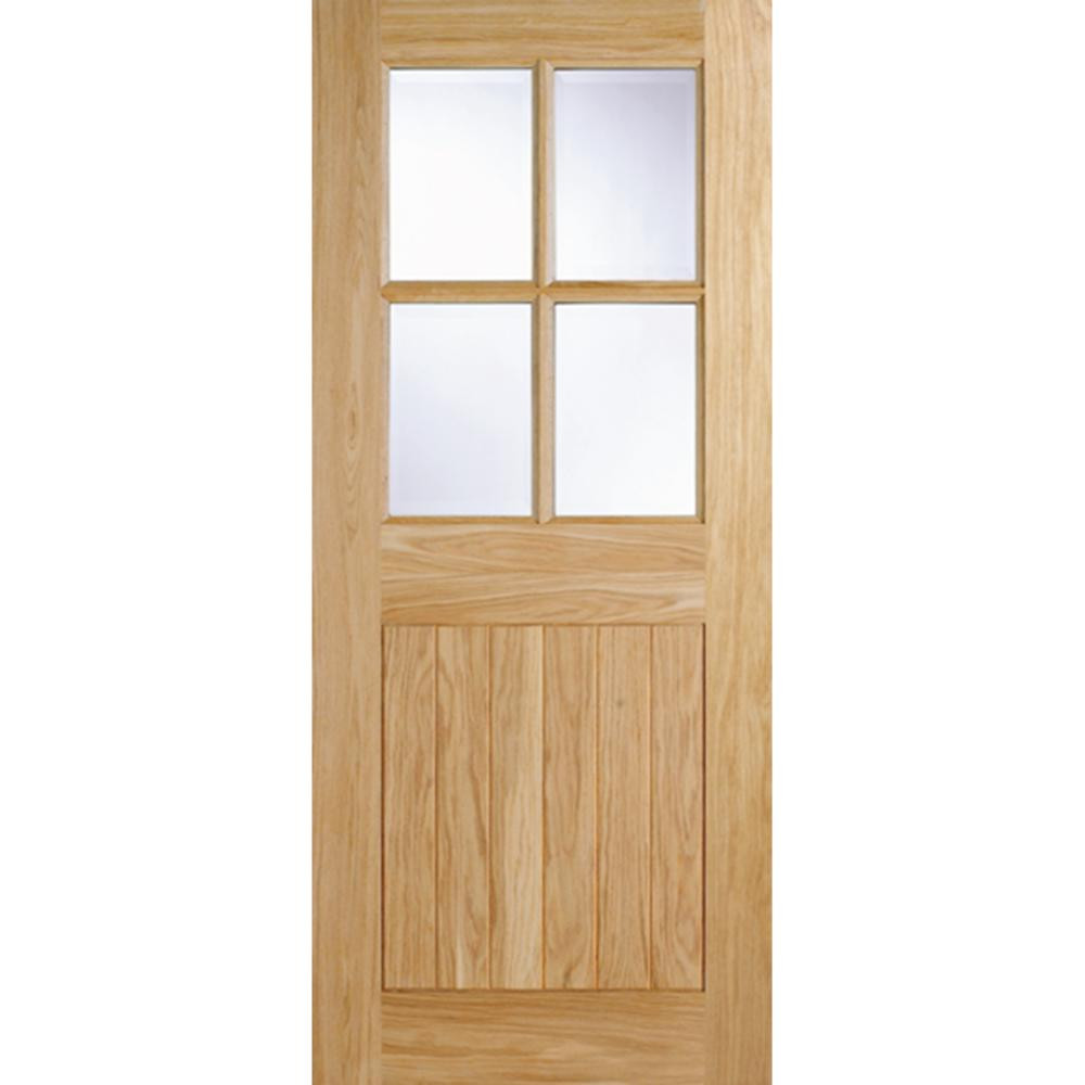 Photograph of Cottage Oak Unfinished 4 Light Clear Glass Glazed External Door 1981mm x 838mm x 44mm