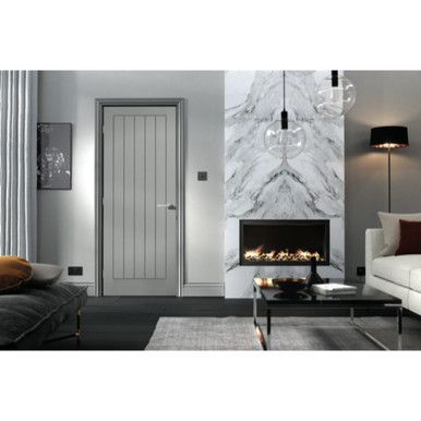 Further photograph of Textured Grey Primed Vertical 5 Panel Moulded Internal Door 1981mm x 762mm x 35mm