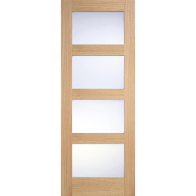 Shaker Oak Prefinished 4 Light Frosted Glass Glazed Internal Door 1981mm x 610mm x 35mm