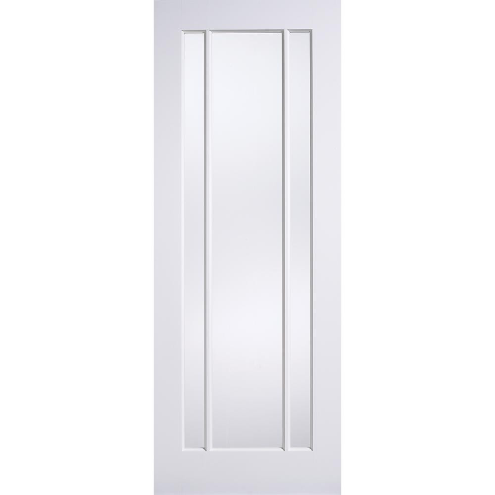 Photograph of Lincoln White Primed 3 Light Clear Glass Glazed Internal Door 2040mm x 826mm x 40mm